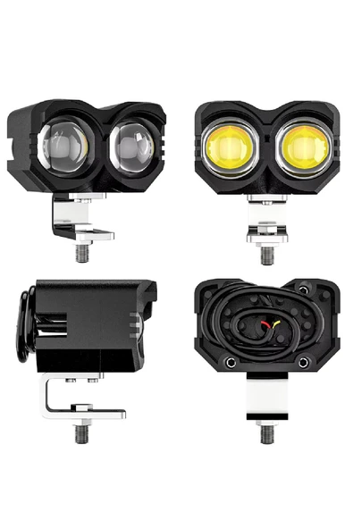 ASTRALED  2 Adet Çift Renk Sarı Beyaz 60 Watt Motosiklet ATV Off Road Led Lamba Uyumlu - 2
