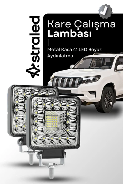 ASTRALED  2 Adet 144W 12-24 Volt Kare Spot Far Oto Çalışma Lambası ATV Kamyon Tır Traktör Offroad
