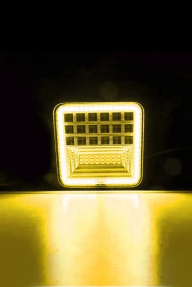 ASTRALED  126W 12-24 Volt Kare Sis Farı DRL Sarı Oto Çalışma Lambası ATV Kamyon Tır Traktör Offroad - Resim 5