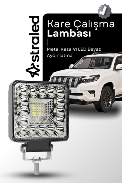 ASTRALED  144W 12-24 Volt Kare Spot Far Oto Çalışma Lambası ATV Kamyon Tır Traktör Offroad