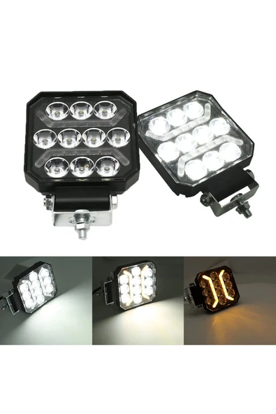 ASTRALED  Oto Çalışma Lambası 4 inç 12-24V DRL Sarı 2 Mod Flash Traktör Tır Kamyon Tekne Projektör Sis Farı - 4