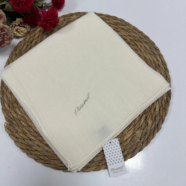 Piramit Kehribar Eşarp Krem LTP0206