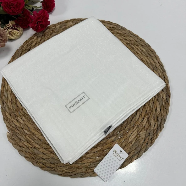 Piramit Kehribar Eşarp Beyaz LTP0218