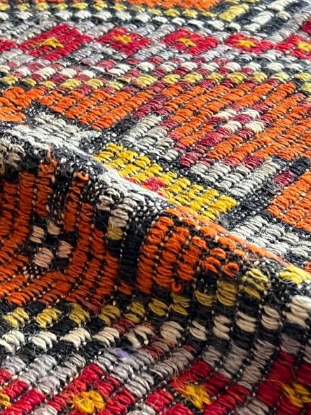 91x147 cm Küçük Renkli Kilim, Geometrik Motifli El Dokuma Yün Kilim, Canlı Renkli Harika Kondisyonlu Nostaljik Kilim - 4