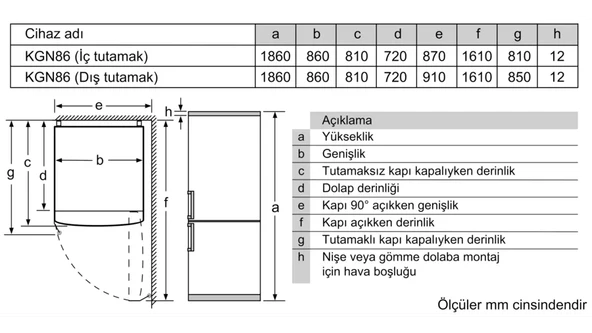 Bosch KGN86HIF0N Kombi No Frost Buzdolabı - 4
