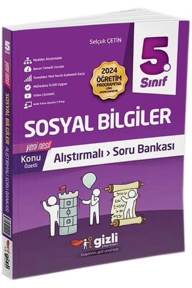 Gizli Yayınları 5. Sınıf Sosyal Bilgiler Alıştırmalı Soru Bankası 2024