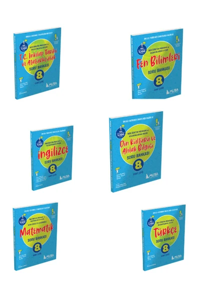Muba Yayınları Muba Yayınları 8.Sınıf Türkçe+Fen+Mat+İnk.+İng+Din Soru Bankası Set(6 kitap)