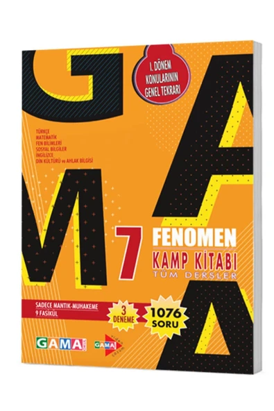Gama Yayınları Fenomen 7.sınıf Kamp Kitabı Tüm Dersler Soru Bankası 1.dönem