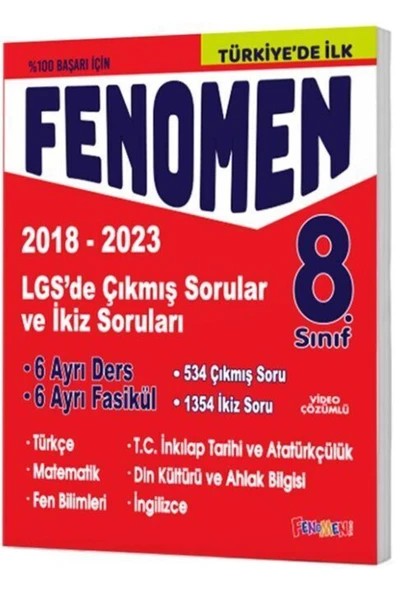 Fenomen Yayıncılık Lgs 8. Sınıf Çıkmış Sorular Ve Ikiz Soruları Seti 2018-2023 6 Kitap