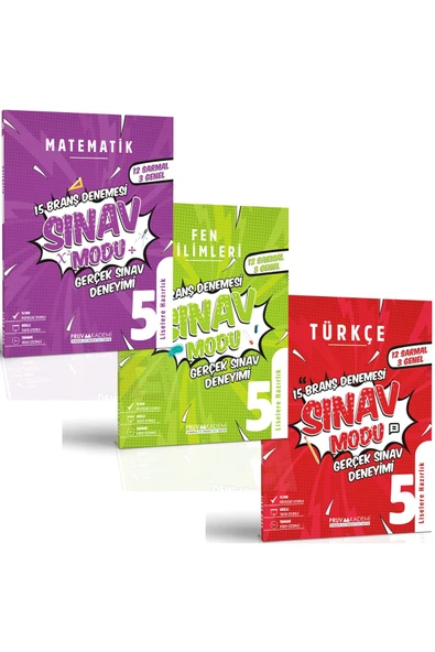 Pruva Yayınları Pruva Sınav Modu 5. Sınıf Branş Deneme Seti Mtf (3 Ders)