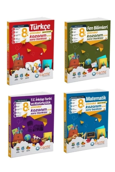 Çanta Yayınları FULL SET 8.Sınıf etkinlikli Kazanım Matematik+türkçe+fen+inkılap Soru Bankası 2024