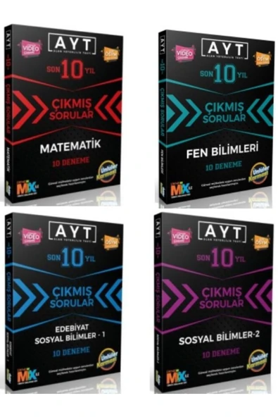 Ünlüler Karması ÜNLÜLER YAYINLARI AYT Son 10 Yıl Çıkmış Sorular Edebiyat-Sosyal  -1 + SOS -2  MAT+ FEN  4LÜ SET