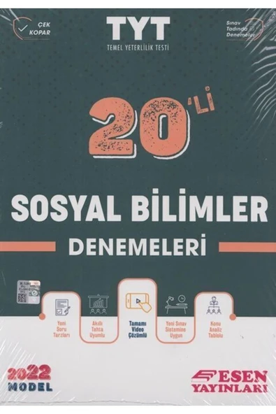 Esen Yayınları Esen 2022 Yks Tyt Sosyal Bilimler 20 Li Deneme