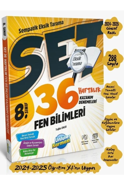 Ünlüler Karması Yayınları 8. SINIF LGS SEMPATİK FEN BİLİMLERİ 36 HAFTALIK KAZANIM DENEMELERİ
