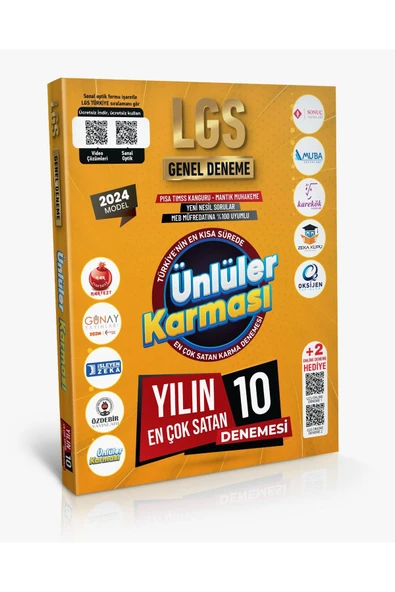 Ünlüler Karması Yayınları Ünlüler Karması 2024 LGS Genel Deneme 10 Yayın 10 Deneme