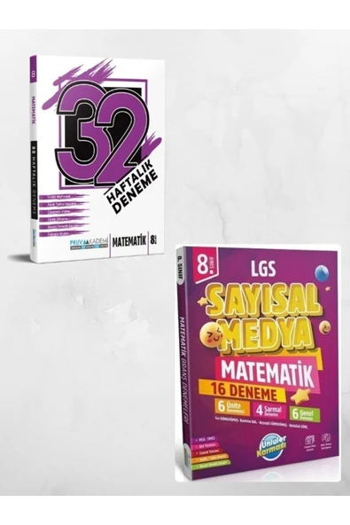 Ünlüler Karması 8. Sınıf Matematik 32 Haftalık Deneme + Ünlüler Karması Sayısal Medya 8.sınıf Matematik 16 Deneme