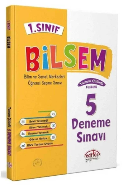 Editör Yayınevi 1. Sınıf Bilsem Tamamı Çözümlü 5 Deneme Sınavı - / Kolektif / Editör Yayınevi / 9786052804810