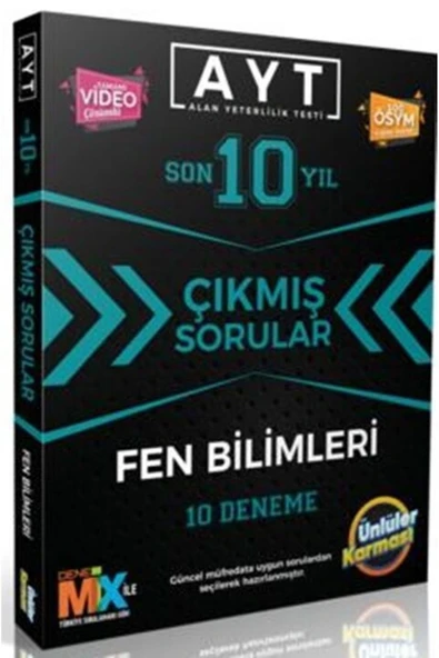 ünlüler yayınları Ünlüler Karması Ayt Fen Bilimleri Karması Tıpkı Basım 10 Deneme