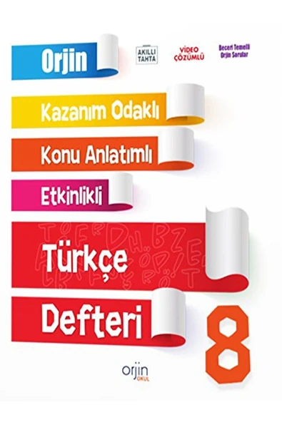 Kurmay Yayınları Orjin 8. Sınıf Türkçe Defteri / Kolektif / Kurmay Yayınları / 9786258450637
