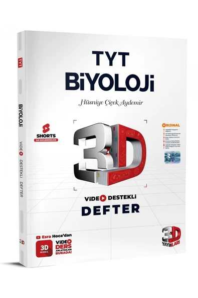 3D Yayınları Tyt Biyoloji Video Destekli Defter