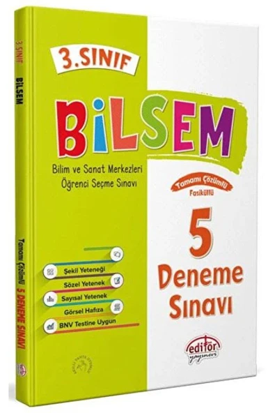 Editör Yayınevi 3. Sınıf Bilsem Çözümlü 5 Deneme Sınavı - / Kolektif / Editör Yayınevi / 9786052804827