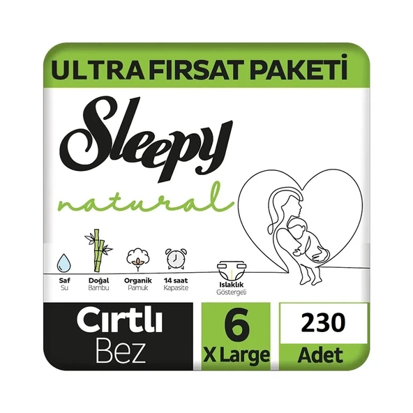 Sleepy Natural 6 Numara XLarge 230'lu Bebek Bezi