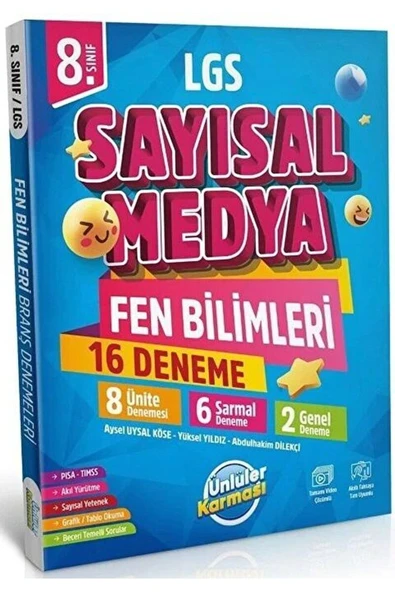 ünlüler yayınları 8. Sınıf LGS Sayısal Medya Fen Bilimleri 16 Deneme / Kolektif / Ünlüler Yayınları / 9786057306920