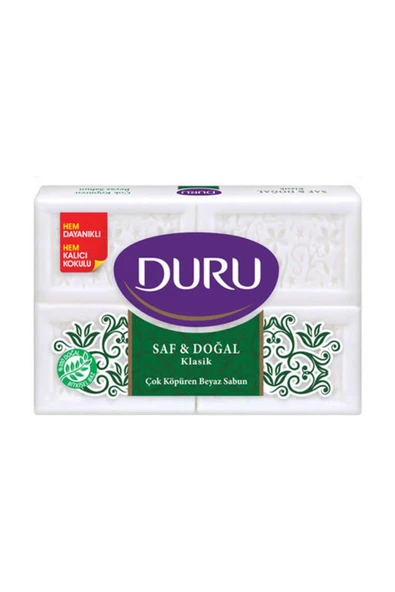 Duru Saf ve Doğal Kaynaklı Beyaz Sabun Klasik 4 x 150 g = 600 g