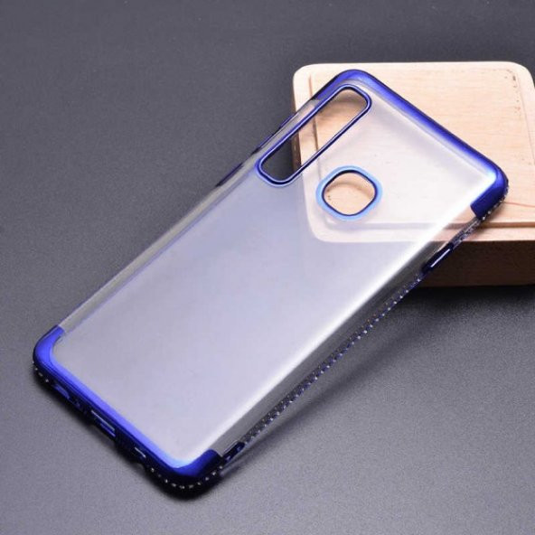 Samsung Galaxy A9 2018 Kılıf Kenarları Taşlı Darbeye Dayanıklı Silikon Kapak - 5