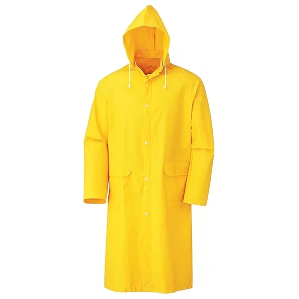 Kapşonlu Cepli Lüx Yağmurluk Sarı - Standart Beden 2xl