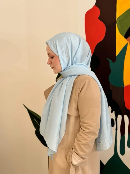 Locella İpeksi Vual Şal Buz Mavi LVS0102 - Resim 2