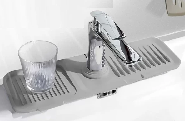 Elastik Mutfak Banyo Musluk Matı Düzenleyici Kaydırmaz Taban Organizer Lavabo Kenar Matı - 3