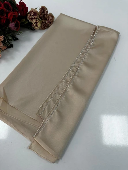 Taşlı Dubai İpeği Şal Krem JJ0230 ürün görseli