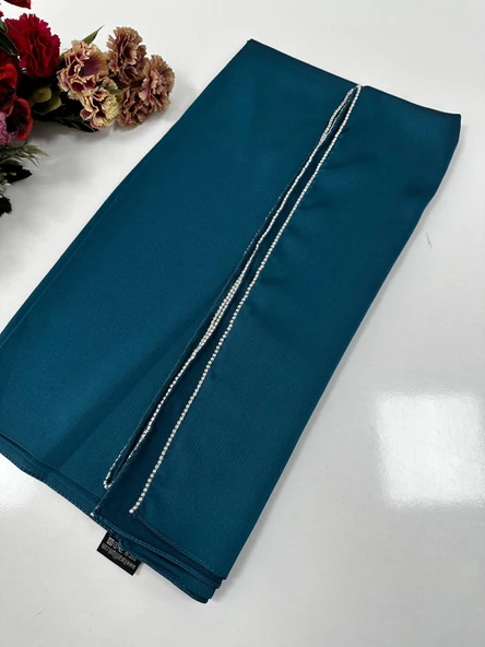 Taşlı Dubai İpeği Şal Petrol Mavi JJ0223 ürün görseli