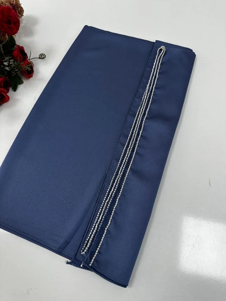 Taşlı Dubai İpeği Şal Kot Mavi JJ0217 ürün görseli