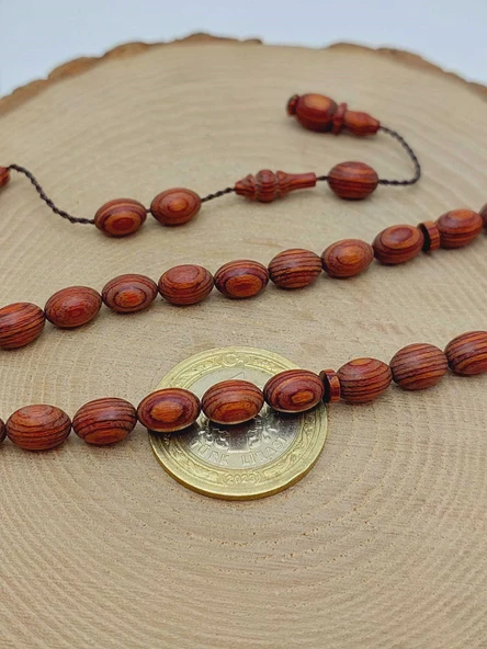 Kafur Ağacı Badem Kesim 33lük Tesbih 6*9mm (56084) - Resim 3