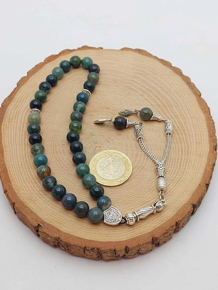 Yosunlu Akik Taşı Tesbih 33Lük 8mm (55986) - Resim 6