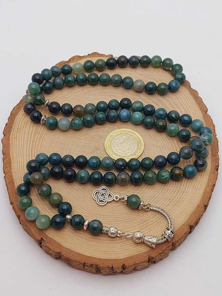 Yosunlu Akik Taşı 99luk Tesbih 8mm (55986) - Resim 6