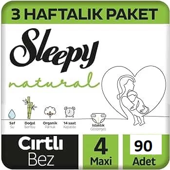 Sleepy Natural 4 Numara Maxi 90'lı Bebek Bezi ürün görseli 1