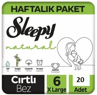Sleepy Natural 6 Numara Xlarge 20'li Bebek Bezi