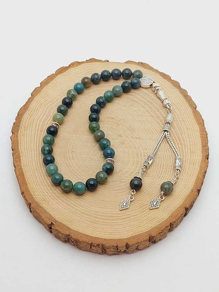 Yosunlu Akik Taşı Tesbih 33Lük 8mm (55986) - Resim 3