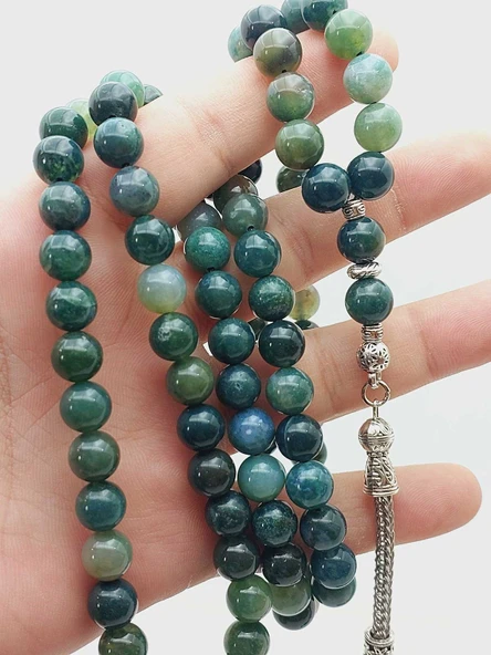 Yosunlu Akik Taşı 99luk Tesbih 8mm (55986) - Resim 2