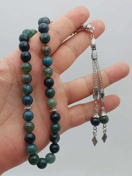 Yosunlu Akik Taşı Tesbih 33Lük 8mm (55986) - Resim 2