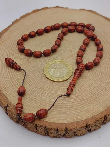 Kafur Ağacı Badem Kesim 33lük Tesbih 6*9mm (56084) - Resim 6