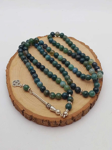 Yosunlu Akik Taşı 99luk Tesbih 8mm (55986) - Resim 4