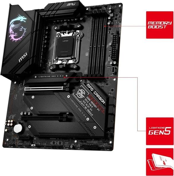 MSI Mpg B650 Carbon Wi-Fi AMD AM5 DDR5 ATX Anakart - Outlet - Resim 2