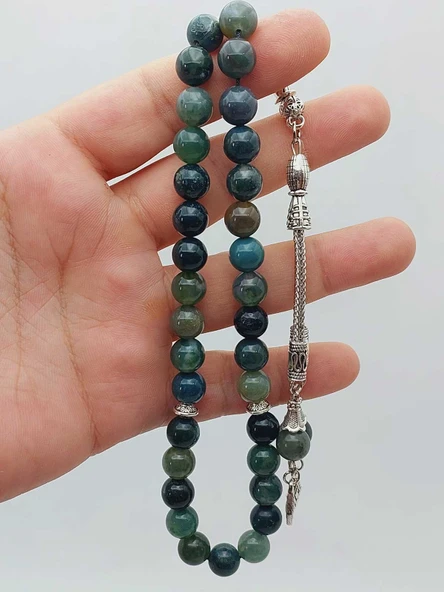 Yosunlu Akik Taşı Tesbih 33Lük 8mm (55986) - Resim 5