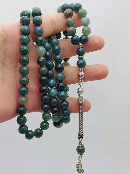 Yosunlu Akik Taşı 99luk Tesbih 8mm (55986) - Resim 5