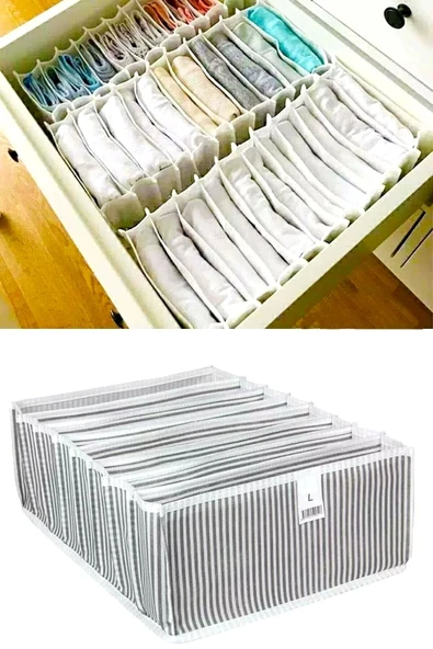 Akordiyon Çekmece  Düzenleyici Organizer 8 Gözlü L Beden Çorap Çamaşır Havlu Düzenleyici - 5