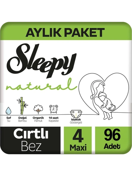 Sleepy Natural 4 Numara Maxi 96'lı Bebek Bezi